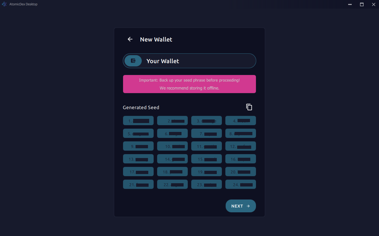 Step 2 — Seed Phrase Generation